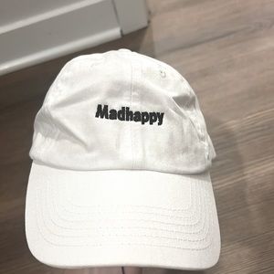 Madhappy baseball hat white w/black font